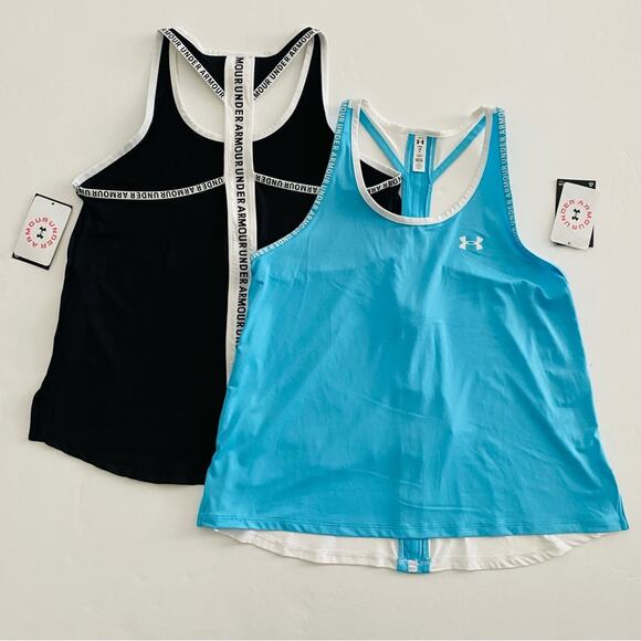 Under Armour | Racer Back Loose Fit Logo Trim Tank Top Bundle NWT L - Picture 1 of 13